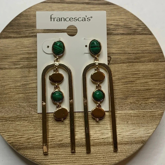 Francesca’s Chandelier Fashion Earrings Upside Down U Shape New - Picture 2 of 5